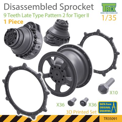 TR35091 - Disassembled KingTiger Sprocket 9 Teeth Late Type Pattern 2 (1 piece) - 1:35