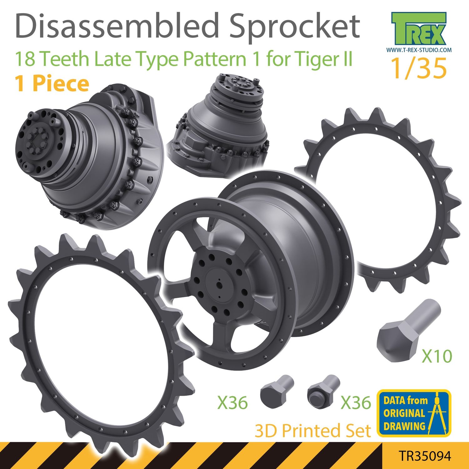 TR35094 - Disassembled KingTiger 18 Teeth Sprockets Late Type Pattern 1 (1 pieces) - 1:35