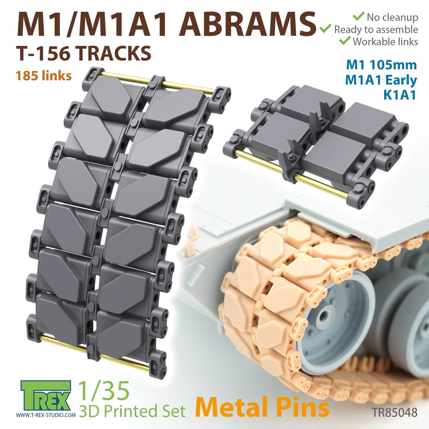 TR85048 - M1 Abrams T156 Tracks (metal pins) - 1:35