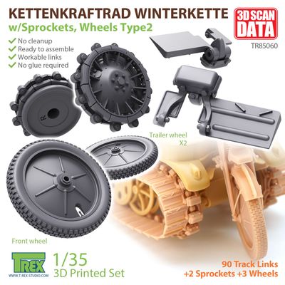 TR85060 - Kettenkaraftrad Winterkette w/Sprockets, Wheels Type 2 for TAMIYA 35377 - 1:35