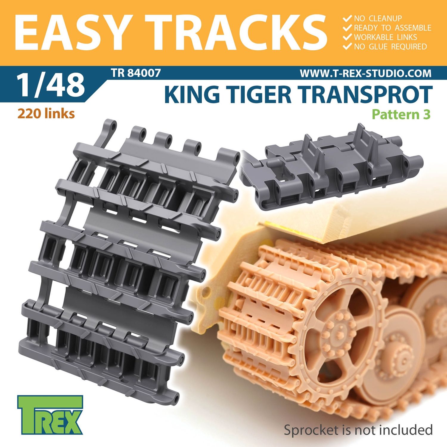 TR84007 - King Tiger Transport Tracks Pattern 2 - 1:48
