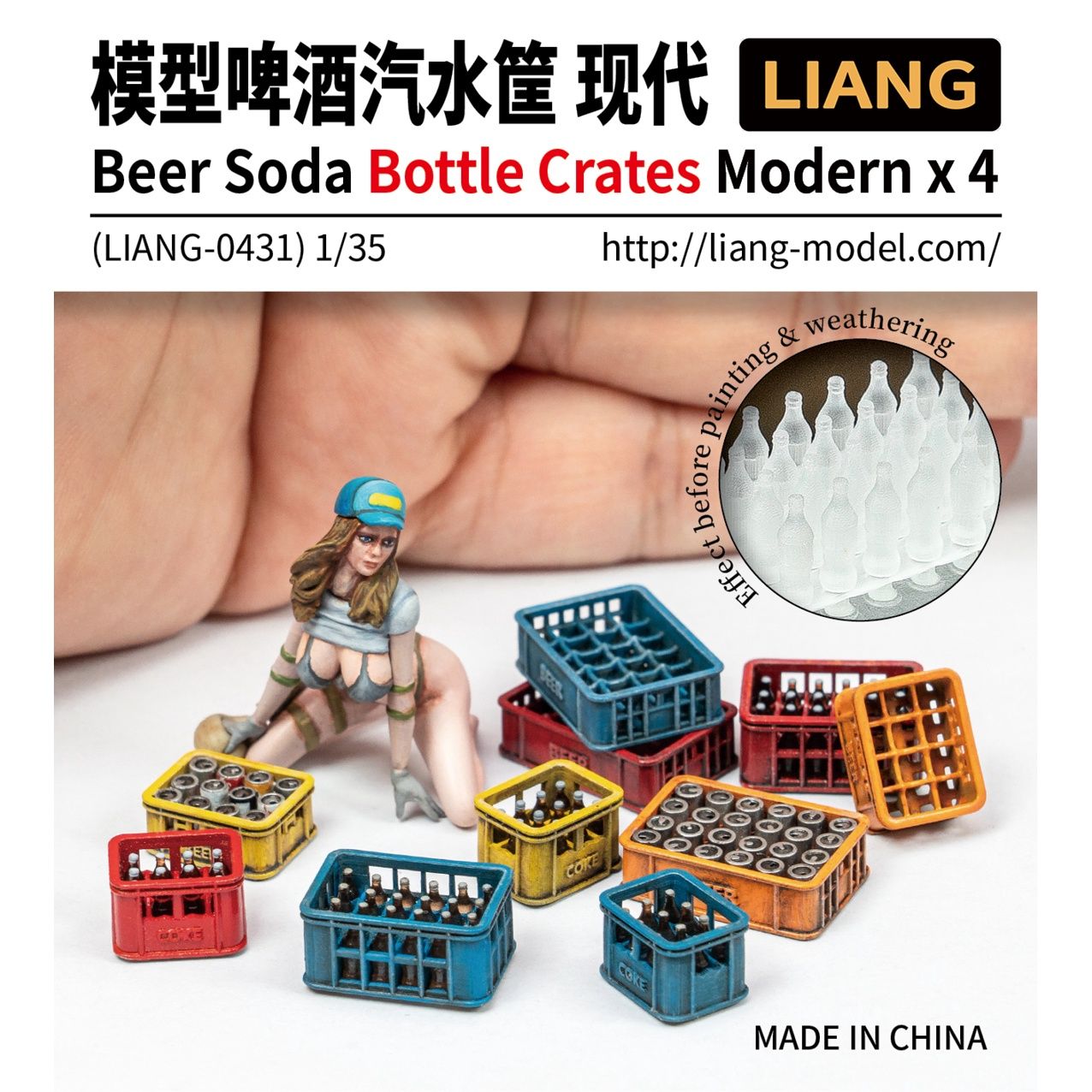 LIANG-0431 Beer Soda Bottle Creates Modern x4 - 1:35