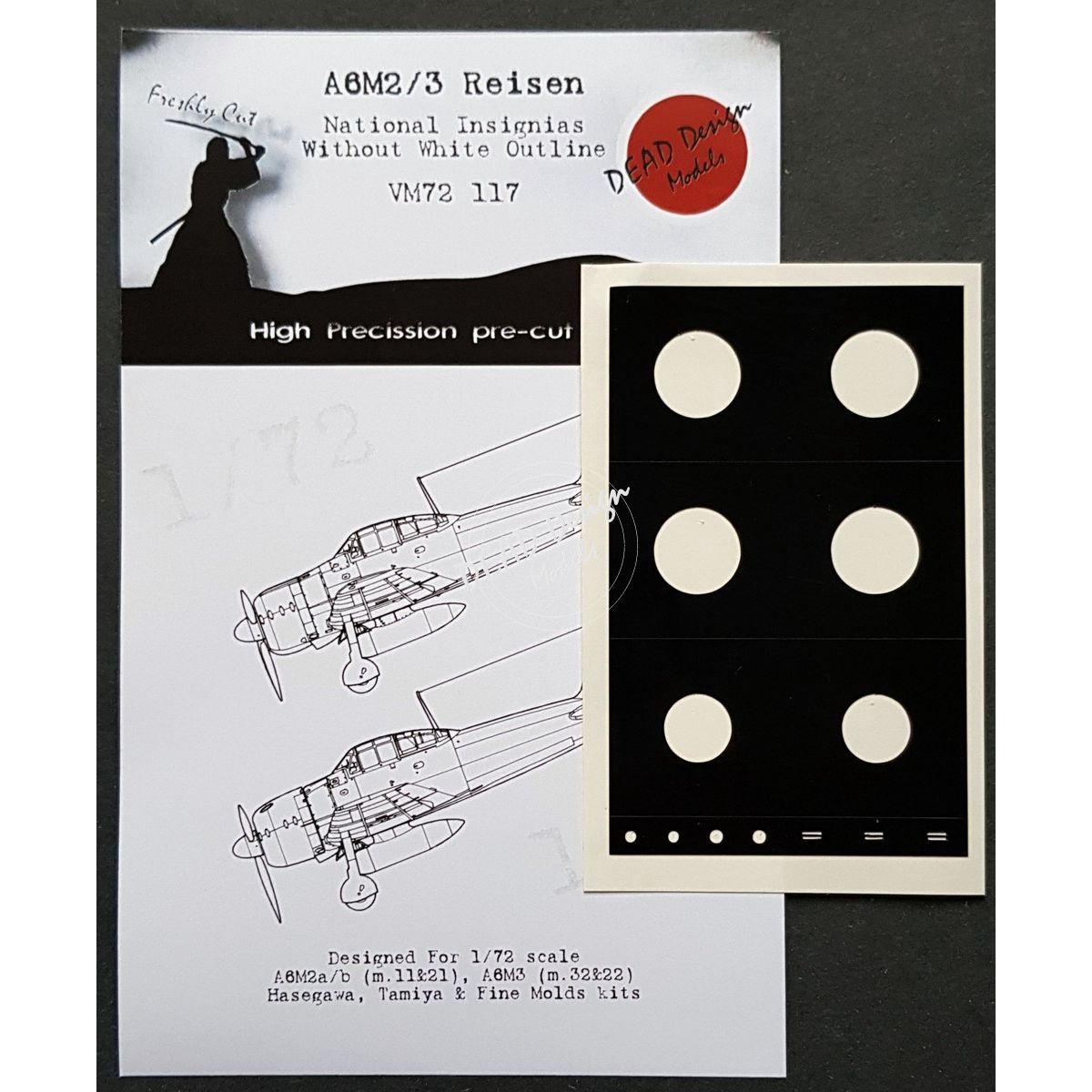 VM72117 - A6M2/3 Reisen National Insignias Without White Outline (For Hasegawa/Tamiya/Fine Molds kit) - 1:72