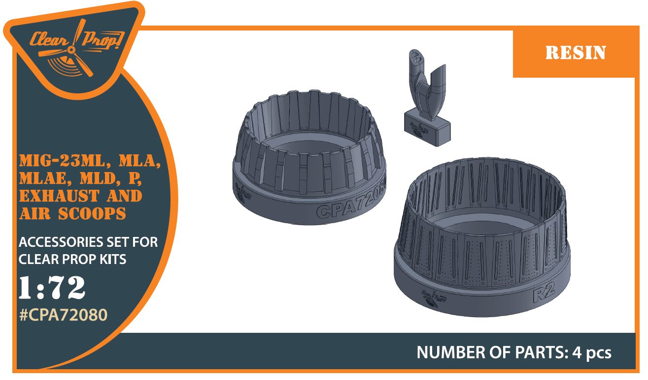 CPA72080 - MiG-23ML, MLD, P, MLAE Exhaust and air scoops for CP kits - 1:72