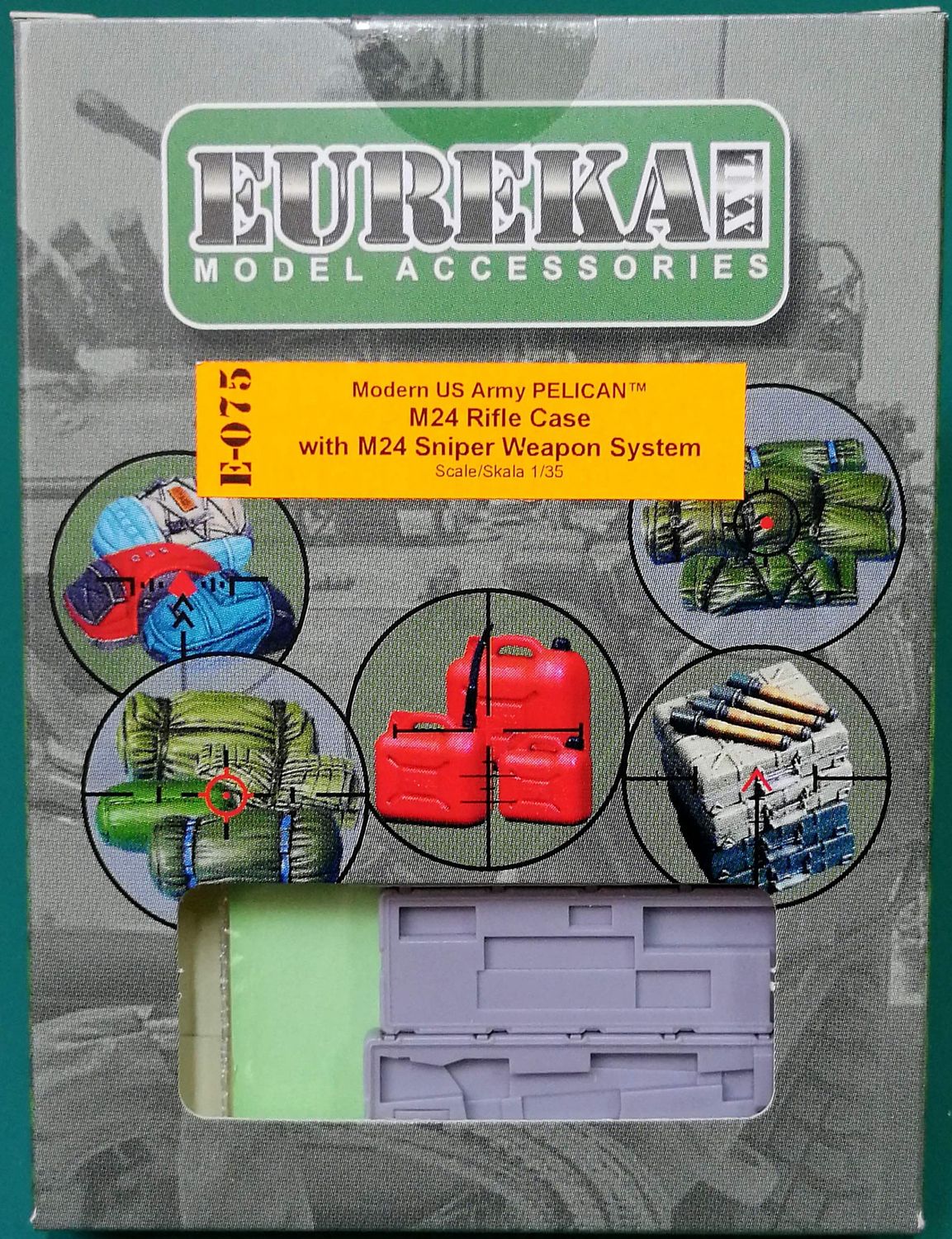 E-075 - Modern US Army PELICAN M24 Rifle Case with M24 Sniper Weapon System - 1:35