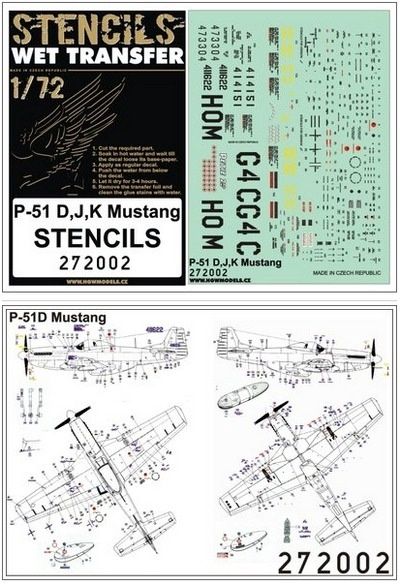 272002 - P-51 D, J, K Mustang STENCILS - 1:72