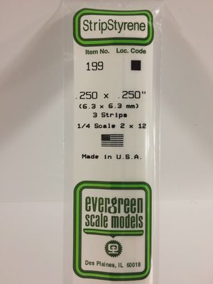 199 - 0.250" x 0.250" Opaque White Polystyrene Strip - 3 pcs