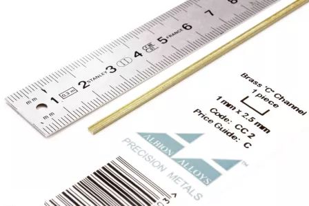 CC2 - Brass &#39;C&#39; Channel 1 mm x 2.5 mm - 1 pieces