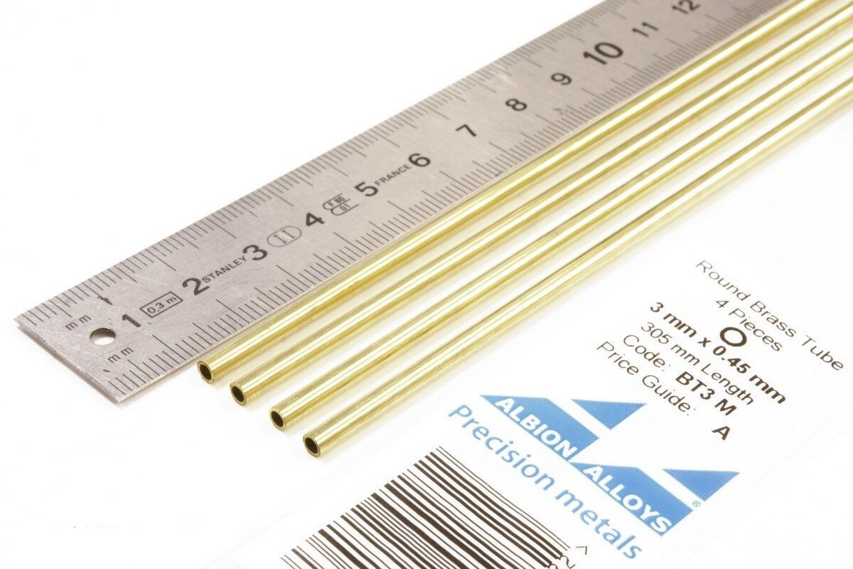 BT3M - Round Brass Tube 3 mm x 0.45 mm - 4 pieces