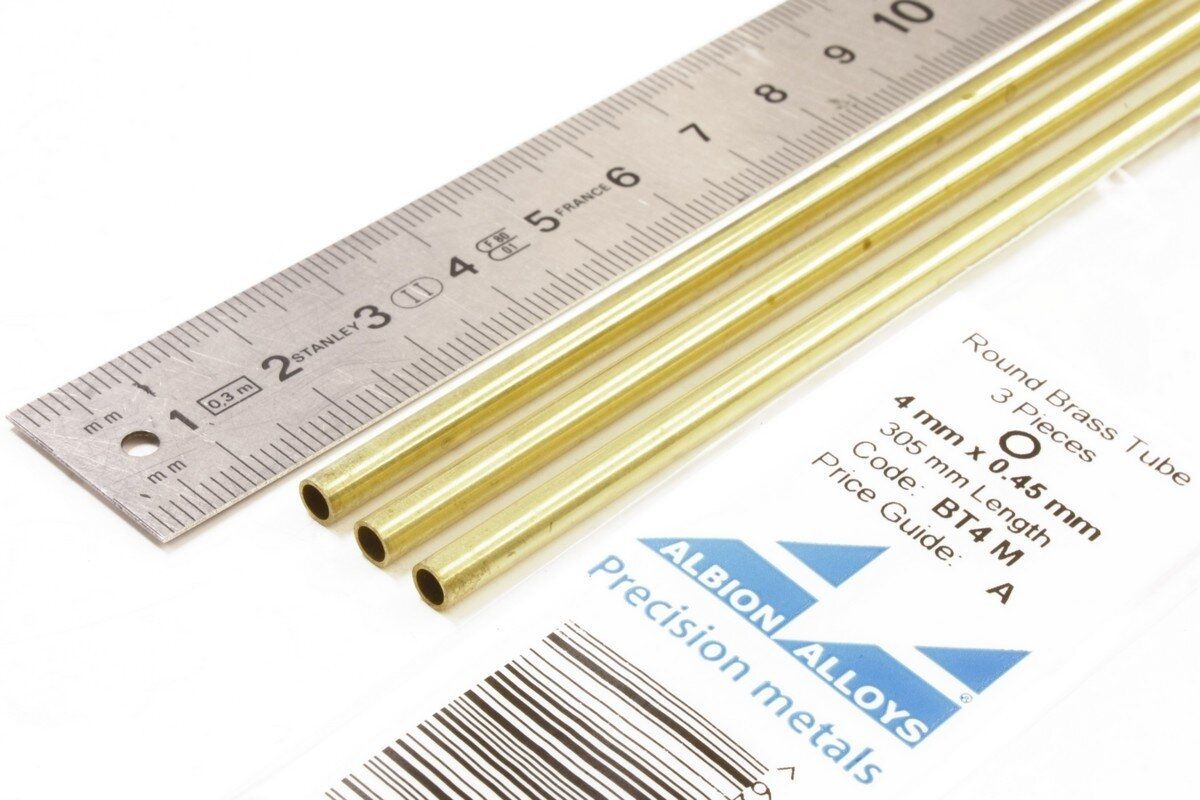 BT4M - Round Brass Tube 4 mm x 0.45 mm - 3 pieces