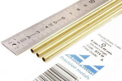 BT4M - Round Brass Tube 4 mm x 0.45 mm - 3 pieces