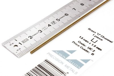 UC2 - Brass &#39;U&#39; Channel 1.5 mm x 1.5 mm - 1 pieces
