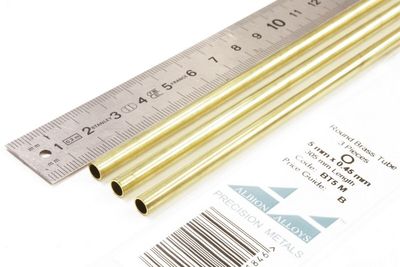 BT5M - Round Brass Tube 5 mm x 0.45 mm - 3 pieces