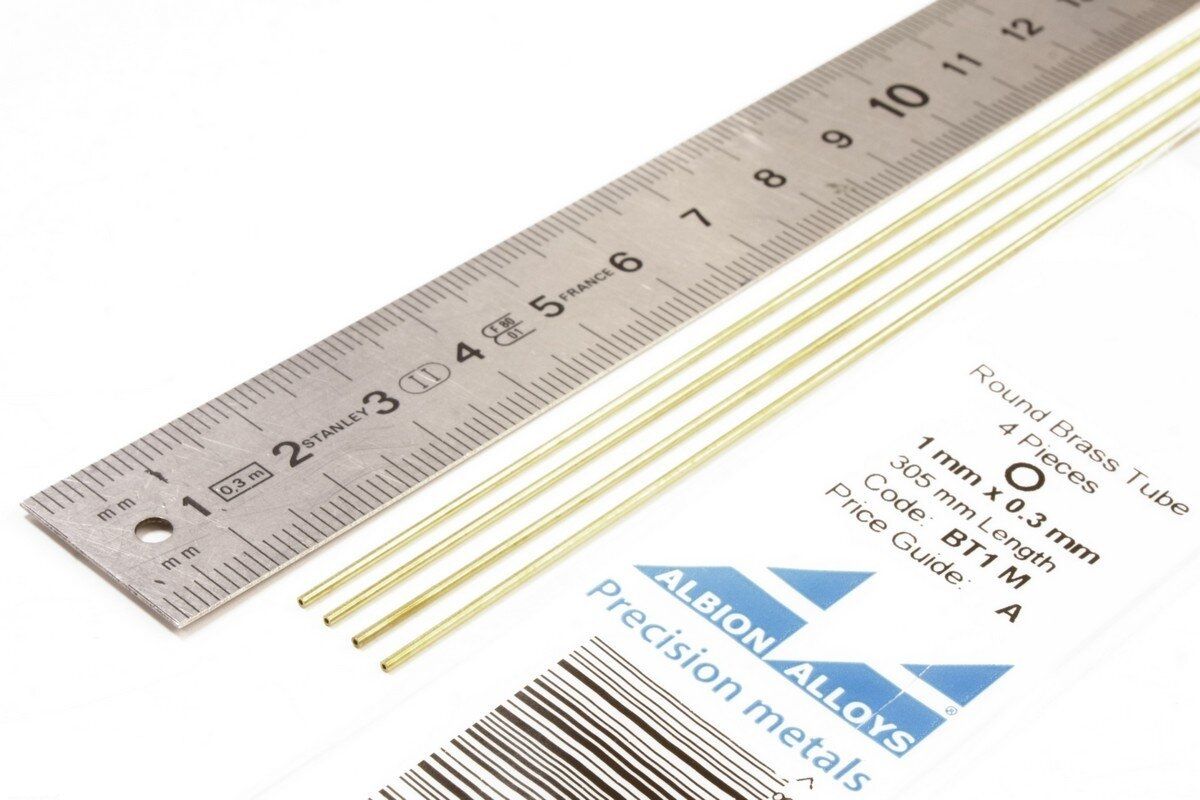 BT1M - Round Brass Tube 1 mm x 0.25 mm - 4 pieces