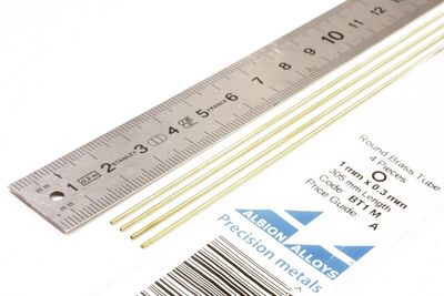 BT1M - Round Brass Tube 1 mm x 0.25 mm - 4 pieces