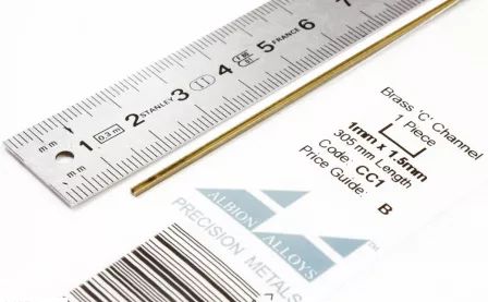 CC1 - Brass &#39;C&#39; Channel 1 mm x 1.5 mm - 1 pieces