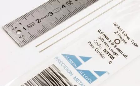 NST05 - Nickel Silver Tube 0.5 mm x 0.3 mm i.d. - 2 pieces
