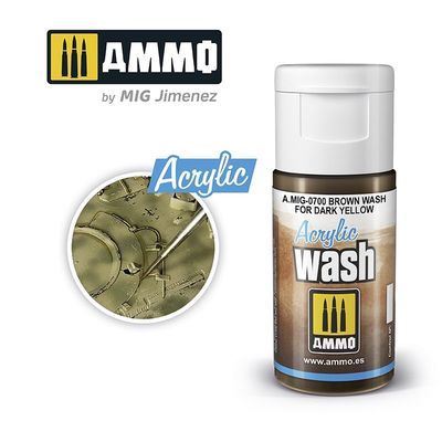 A.MIG-0700 - Acrylic Wash - Brown Wash For Dark Yellow - 15ml