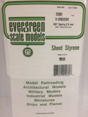 2080 - 0.080&quot; Opaque White Polystyrene - V Groove Siding - 0.020&quot; Thick