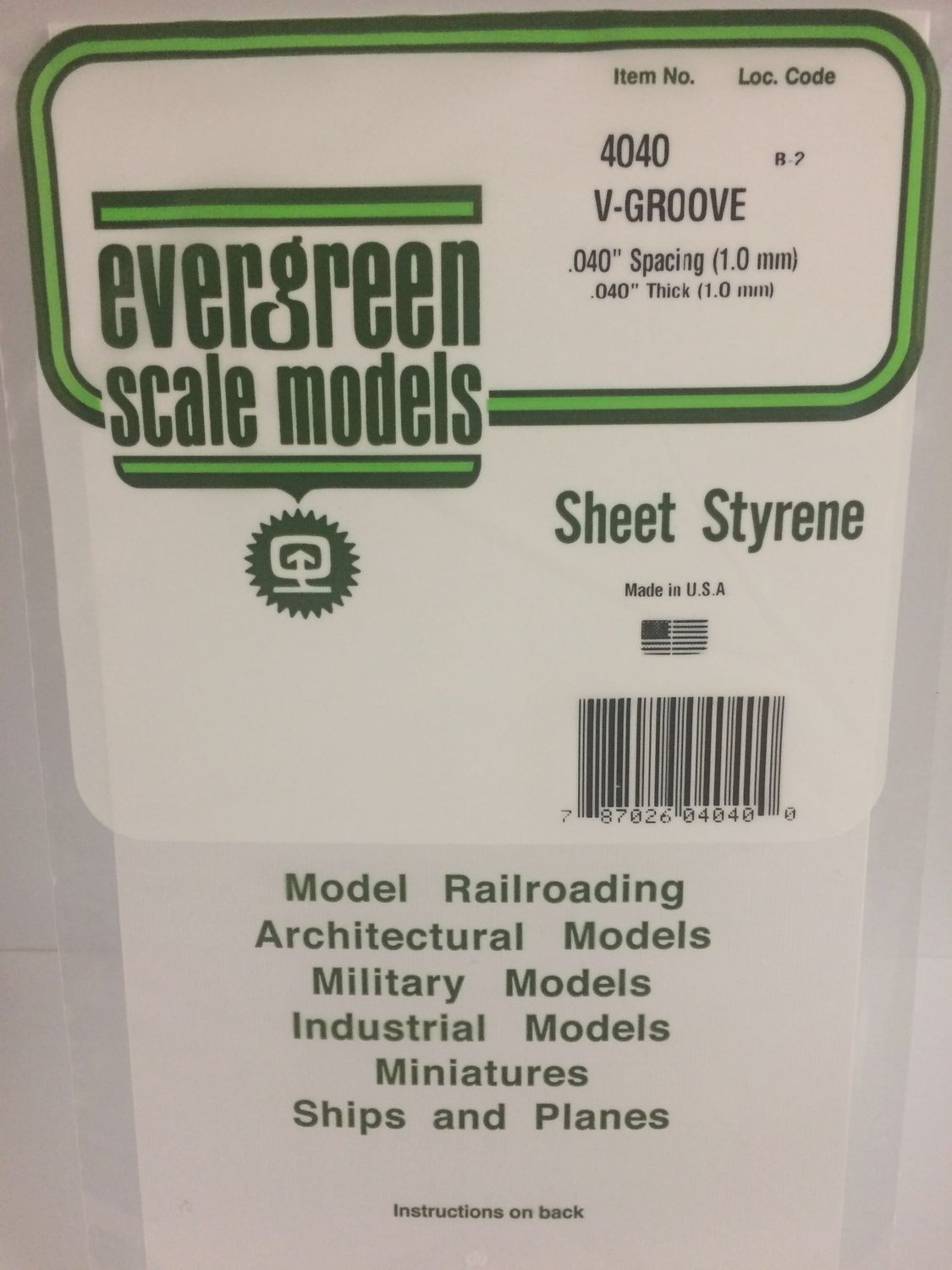 4040 - 0.040&quot; Opaque White Polystyrene - V Groove Siding - 0.040&quot; Thick
