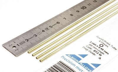 BT2M - Round Brass Tube 2 mm x 0.45 mm - 4 pieces