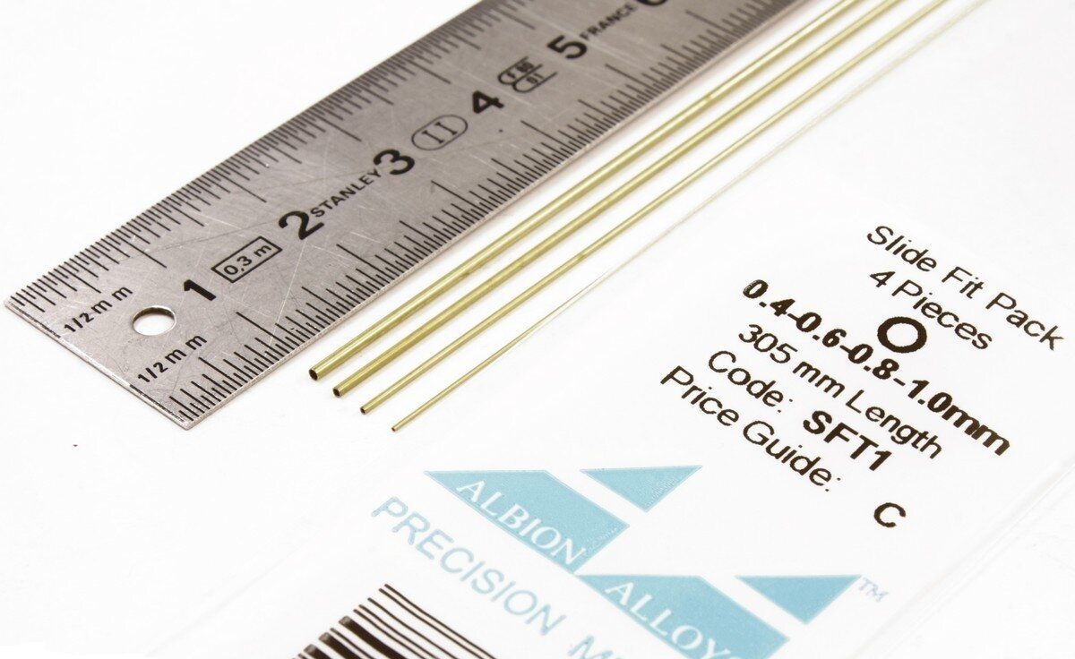 SFT1 - Slide Fit Brass Tube Assortiment 0.4-1.0 mm - 4 pieces