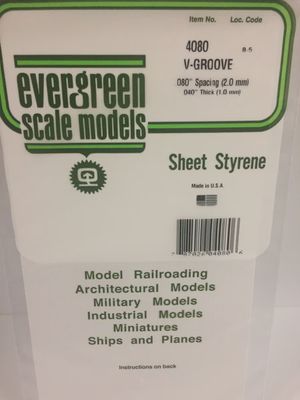 4080 - 0.080&quot; Opaque White Polystyrene - V Groove Siding - 0.040&quot; Thick