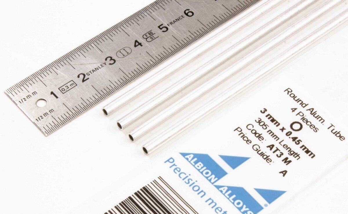 AT3M - Round Aluminium Tube 3 mm x 0.45 mm - 4 pieces