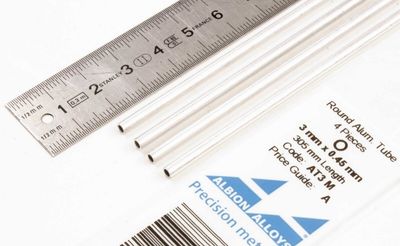 AT3M - Round Aluminium Tube 3 mm x 0.45 mm - 4 pieces