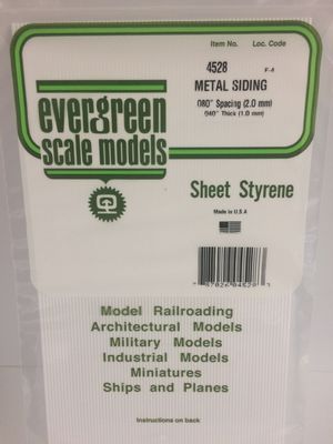 4528 - 0.080&quot; Opaque White Polystyrene - Corrugated Siding - 0.040&quot; Thic