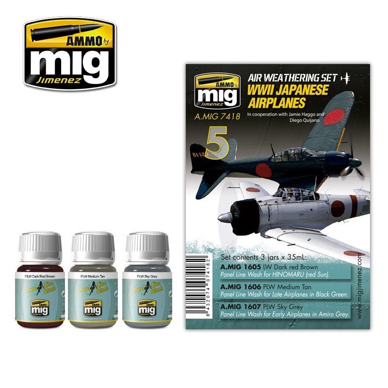 A.MIG-7418 - 5 - Air Weathering Set - WWII Japanese Airplanes