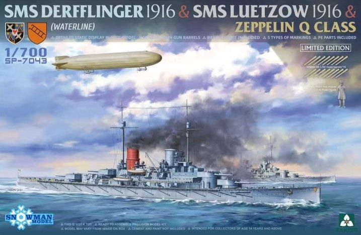 SP-7043 - SMS Derfflinger 1916 + SMS Lützow 1916 + Zeppelin Q-class (Waterline) Limited Edition - 1:700