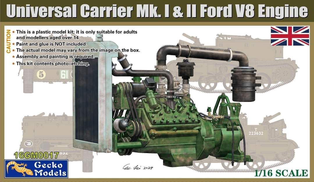 16GM0017 - Ford V8 Engine For Universal Carrier Mk. I &amp; II - 1:16