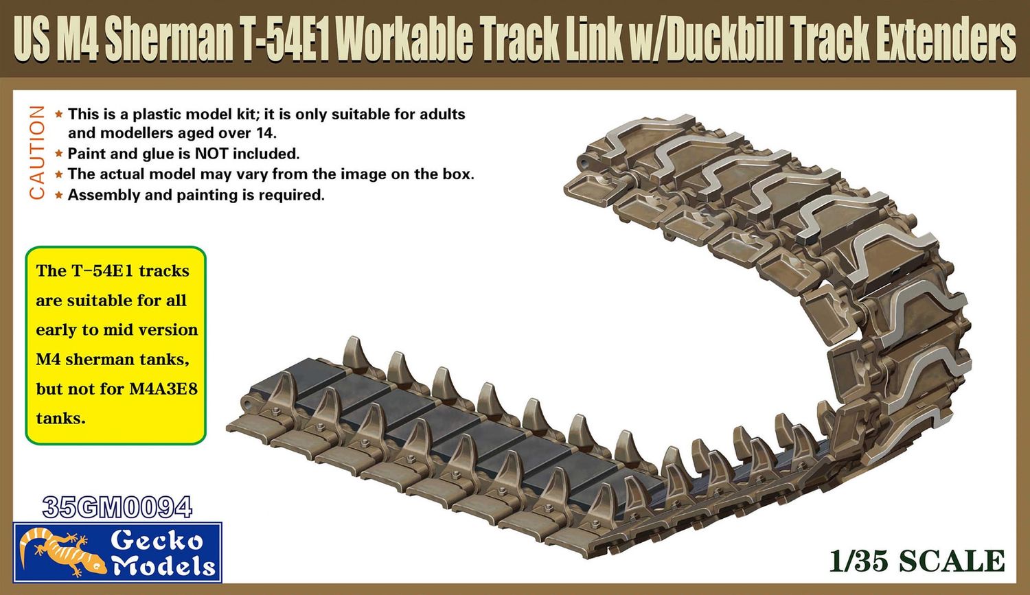 35GM0094 - US M4 Sherman T-54E1 Workable Track Link with Duckbill Track Extenders - 1:35