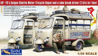 35GM0113 - 60’~70’s Saigon Shuttle Motor-Tricycle Depot and a take break driver (2 kits In 1box) - 1:35