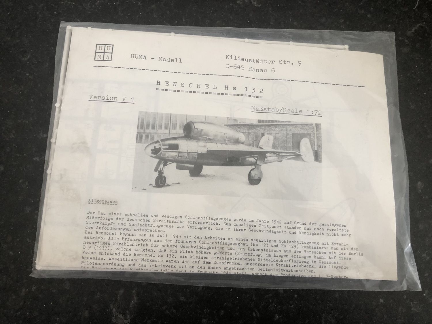 2508 - Henschel Hs 132 Version V1 - Bagged - 1:72