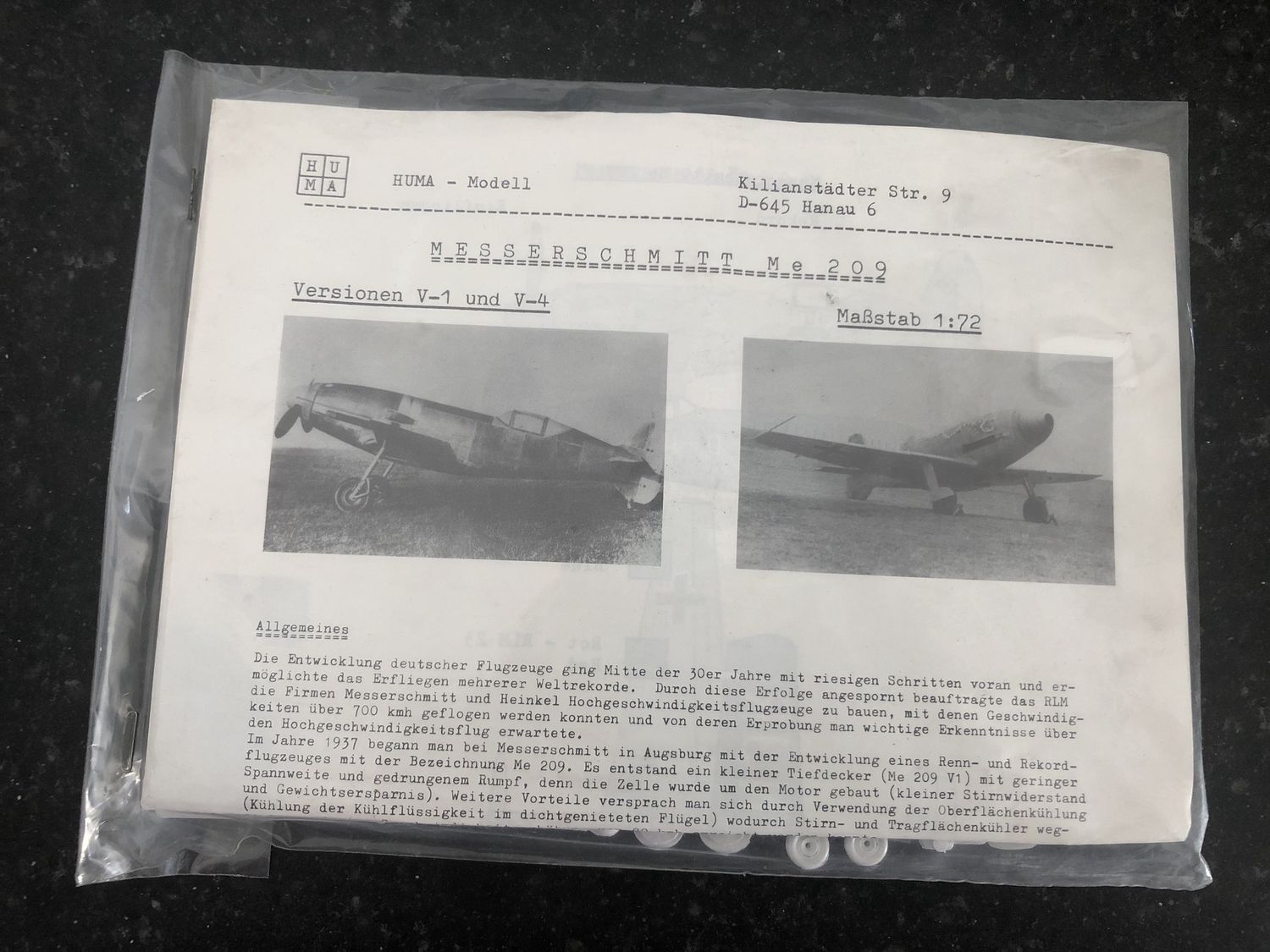 0006 - Messerschmitt Me 209 Versionen V-1 und V-4 - Bagged - 1:72