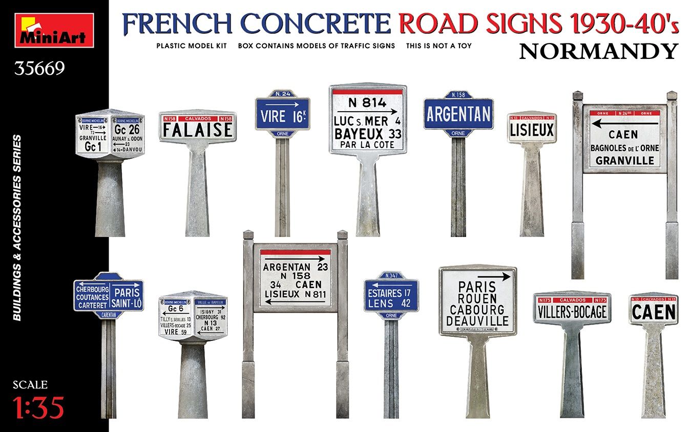 35669 - French Concrete Road Signs 1930-40’S. Normandy - 1:35