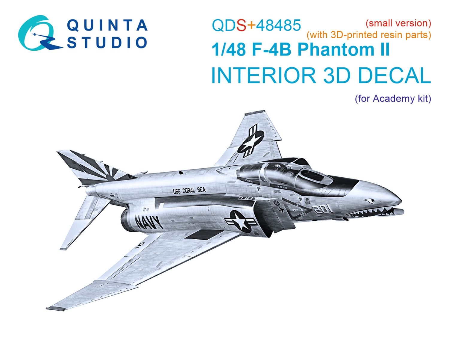 QDS+48485 - F-4B Phantom II 3D-Printed &amp; coloured Interior on decal paper (Academy) (with 3D-printed resin parts) - Small Version - 1:48