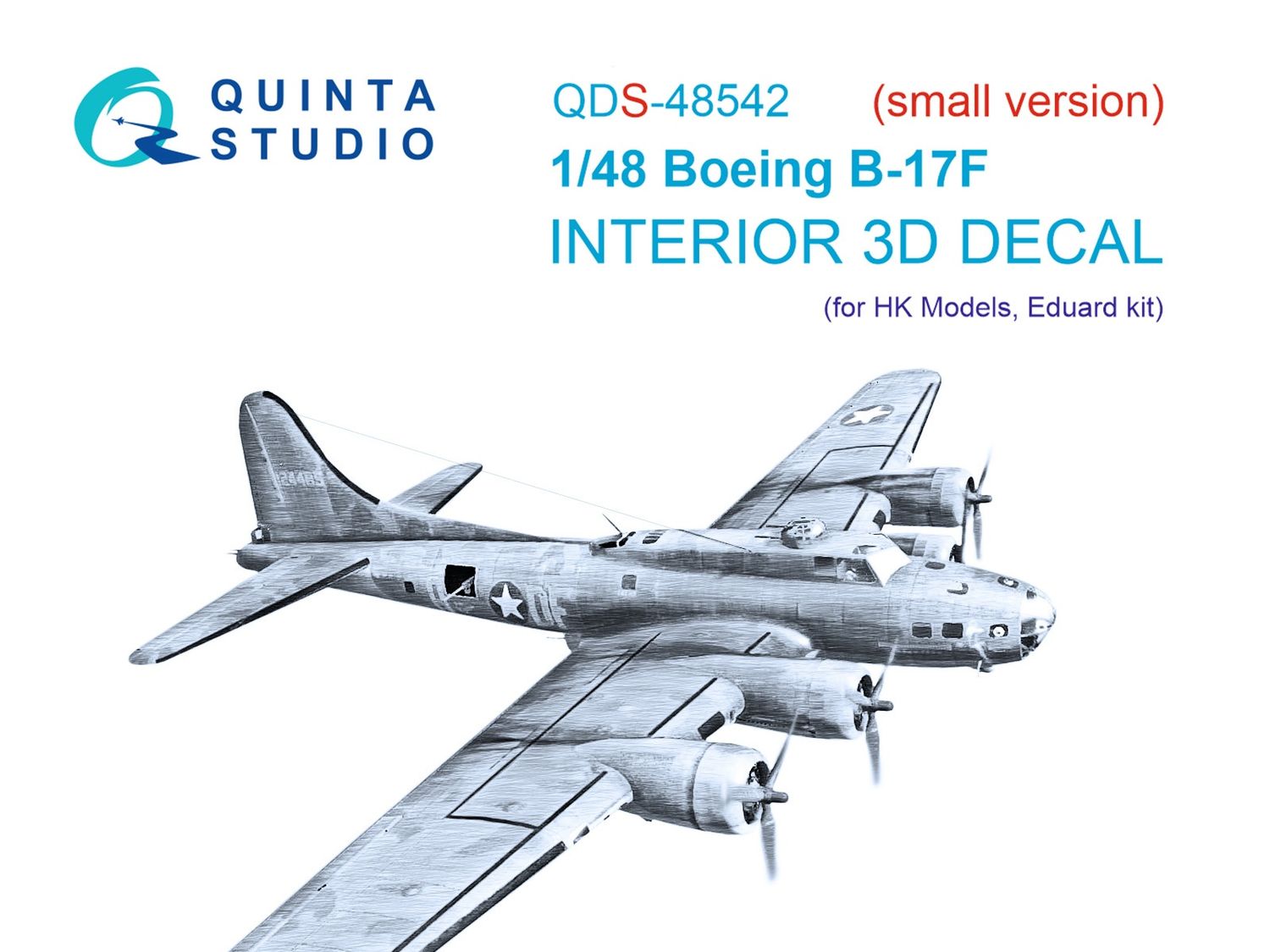 QDS-48542 - Boeing B-17F 3D-Printed &amp; coloured Interior on decal paper (HK models, Eduard)  - Small Version - 1:48