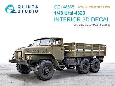 QD+48568 - URAL 4320 3D-Printed &amp; coloured Interior on decal paper (KittyHawk/Zimi model) (with 3D-printed resin parts) - 1:48