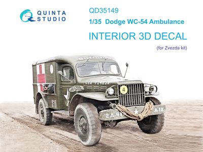QD35149 - Dodge WC-54 Ambulance 3D-Printed &amp; coloured Interior on decal paper (Zvezda) - 1:35