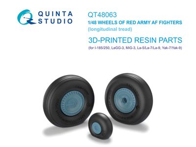 QT48063 - LaGG-3, MiG-3, La-5/La-7/La-9, Yak-7/Yak-9, I-185/250 Wheels (longitudinal tread) (all kits) - 1:48