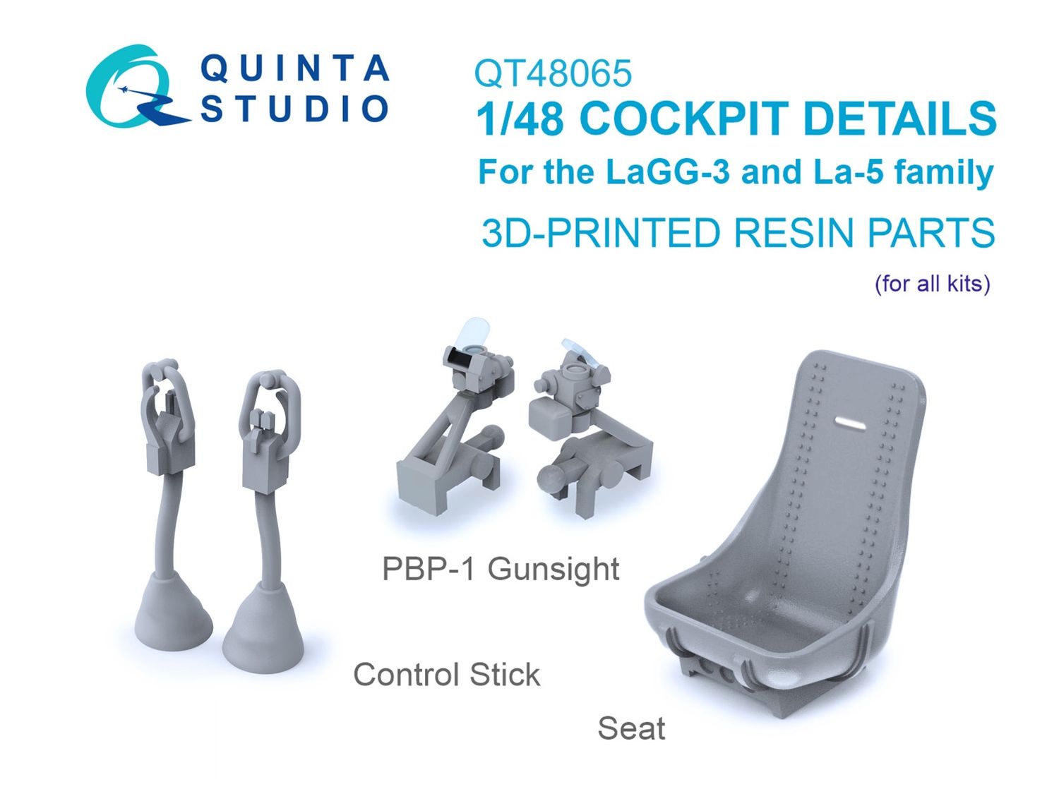 QT48065 - Cockpit Details for the LaGG-3 and La-5 family: Seat, Gunsight and Control Stick (all kits) - 1:48