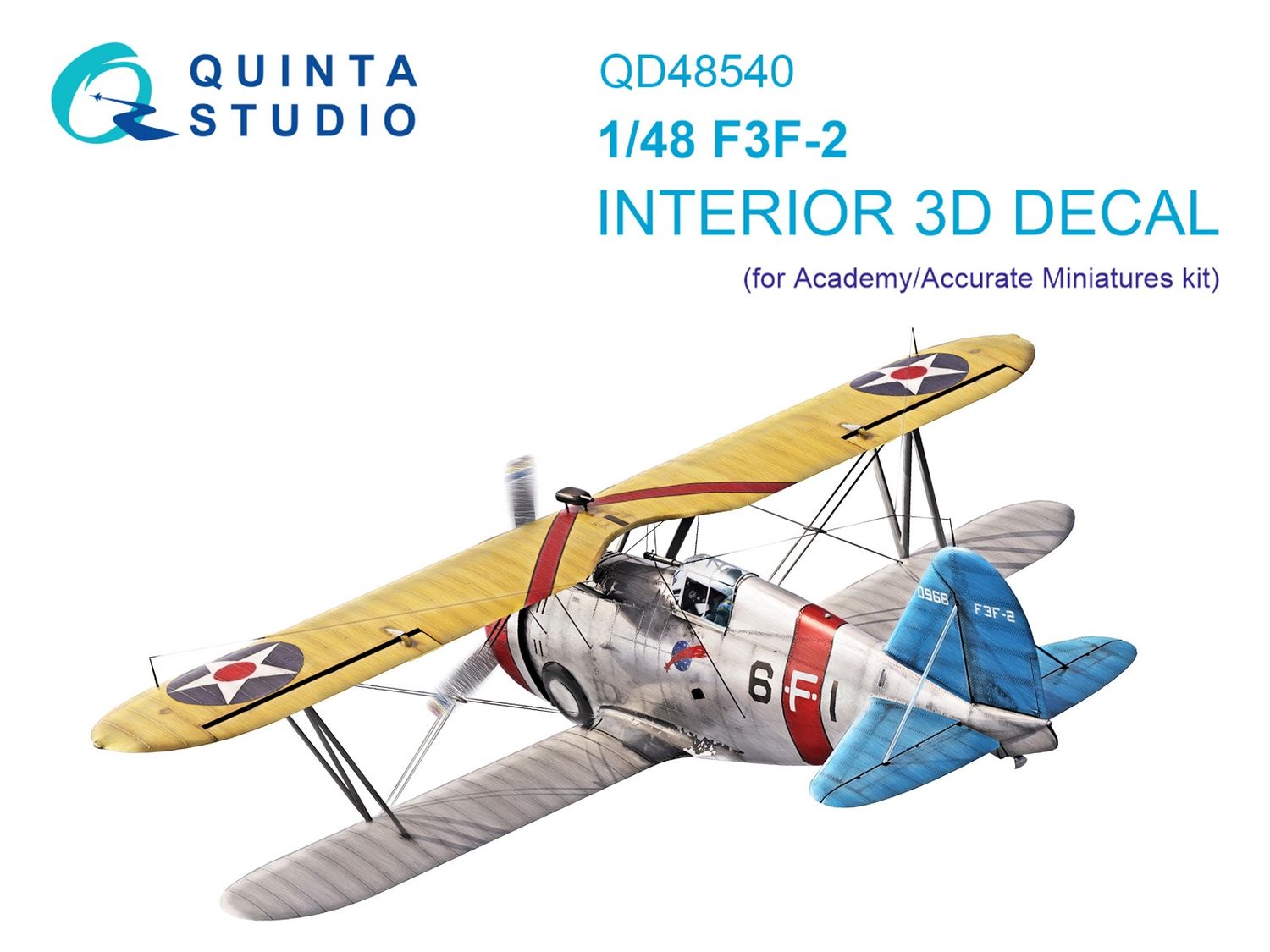 QD48540 - F3F-2 3D-Printed &amp; coloured Interior on decal paper (Academy/Accurate Miniatures) - 1:48