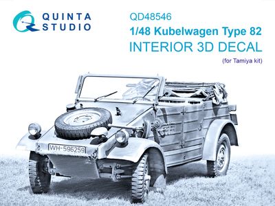 QD48546 - Kubelwagen Type 82 3D-Printed &amp; coloured Interior on decal paper (Tamiya) - 1:48