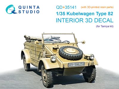 QD+35141 - Kubelwagen Type 82 3D-Printed &amp; coloured Interior on decal paper (Tamiya) (with 3D-printed resin parts)  - 1:35