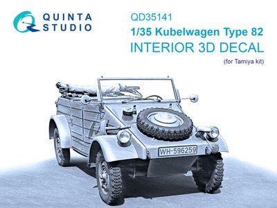 QD35141 - Kubelwagen Type 82 3D-Printed &amp; coloured Interior on decal paper (Tamiya) - 1:35