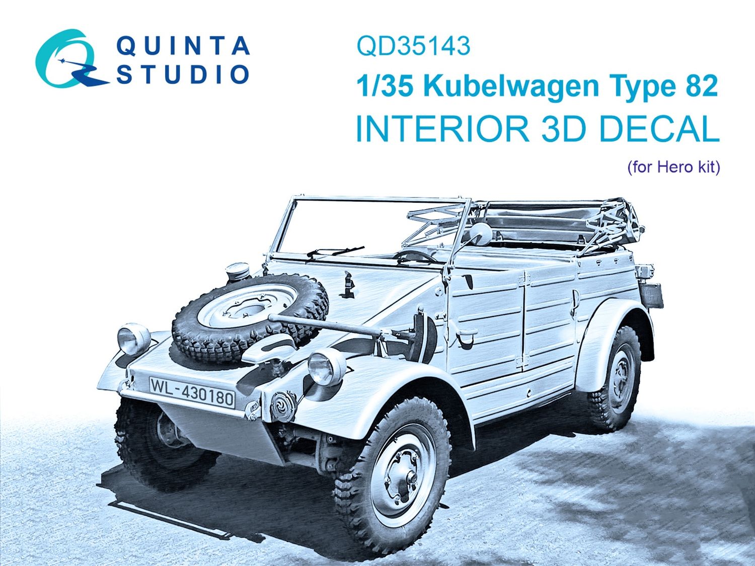QD35143 - Kubelwagen Type 82 3D-Printed &amp; coloured Interior on decal paper (Hero) - 1:35