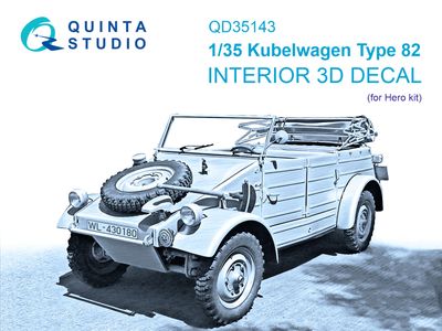 QD35143 - Kubelwagen Type 82 3D-Printed &amp; coloured Interior on decal paper (Hero) - 1:35
